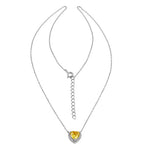 Sterling Silver Yellow and Clear CZ Heart Halo Necklace