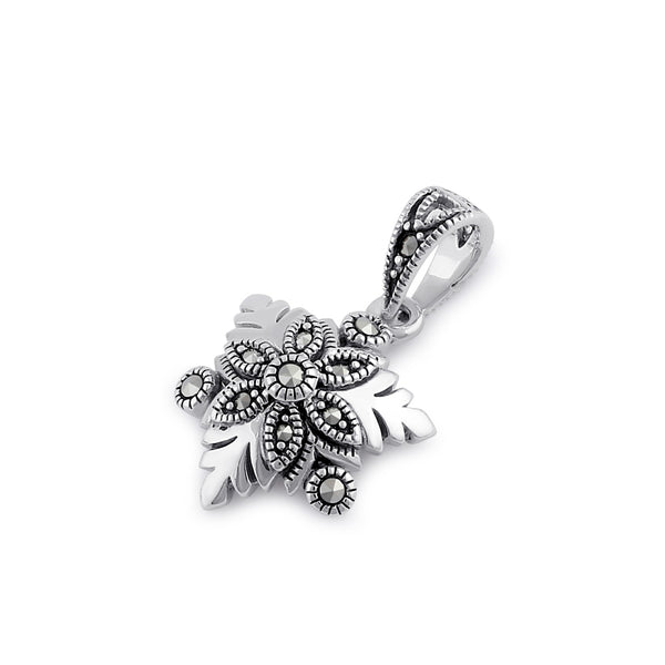 Sterling Silver Snowflake Marcasite Pendant