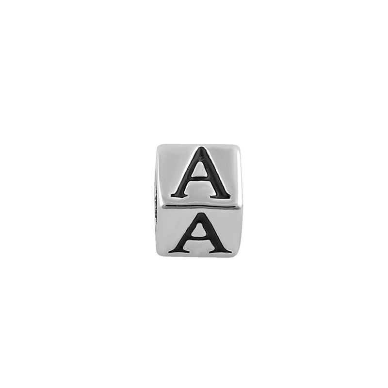 Sterling Silver 4.5mm Letter A Cube Pendant