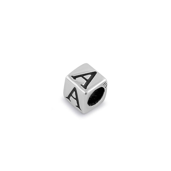 Sterling Silver 4.5mm Letter A Cube Pendant