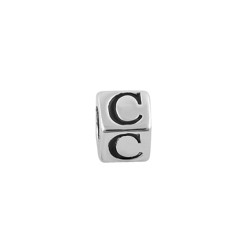 Sterling Silver 4.5mm Letter C Cube Pendant
