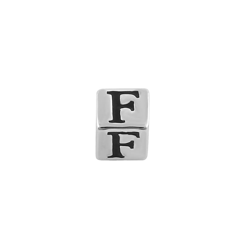 Sterling Silver 4.5mm Letter F Cube Pendant
