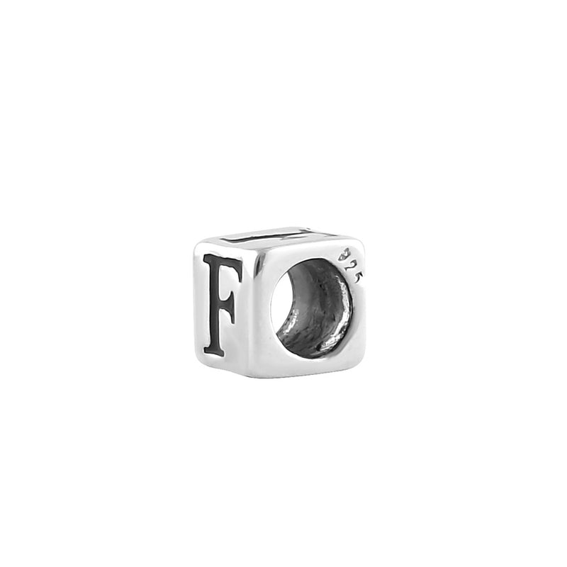 Sterling Silver 4.5mm Letter F Cube Pendant