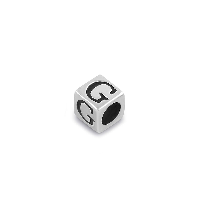 Sterling Silver 4.5mm Letter G Cube Pendant