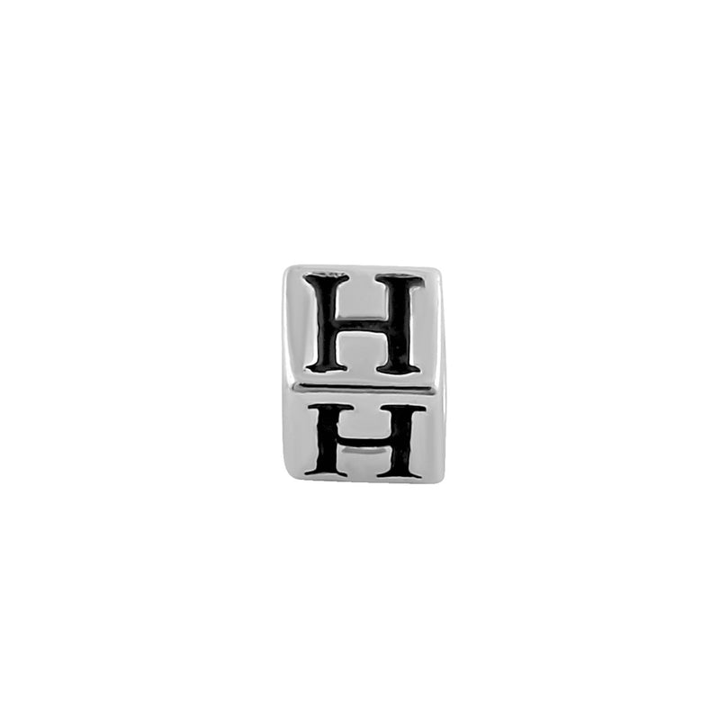Sterling Silver 4.5mm Letter H Cube Pendant