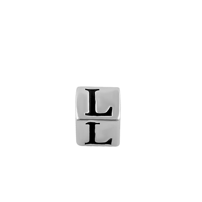 Sterling Silver 4.5mm Letter L Cube Pendant