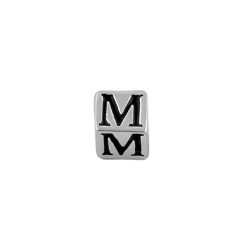 Sterling Silver 4.5mm Letter M Cube Pendant