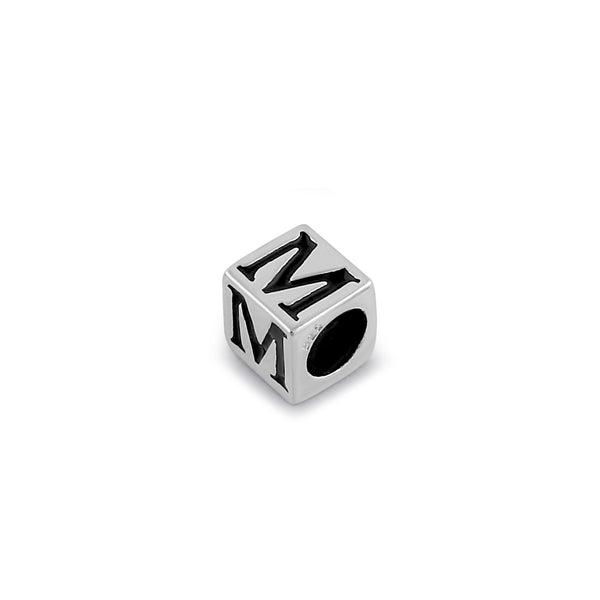 Sterling Silver 4.5mm Letter M Cube Pendant