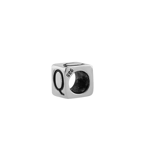 Sterling Silver 4.5mm Letter Q Cube Pendant