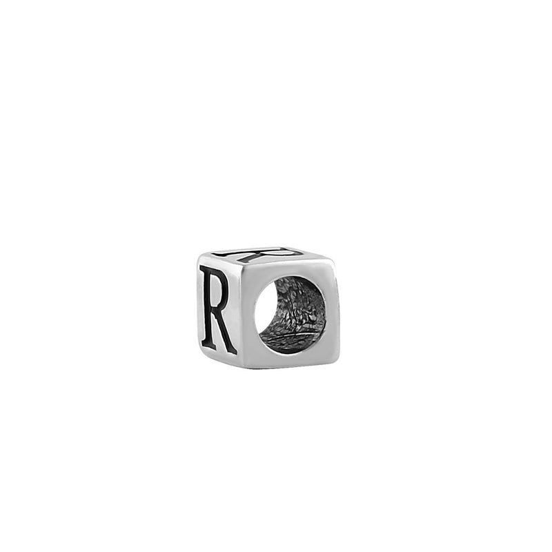 Sterling Silver 4.5mm Letter R Cube Pendant