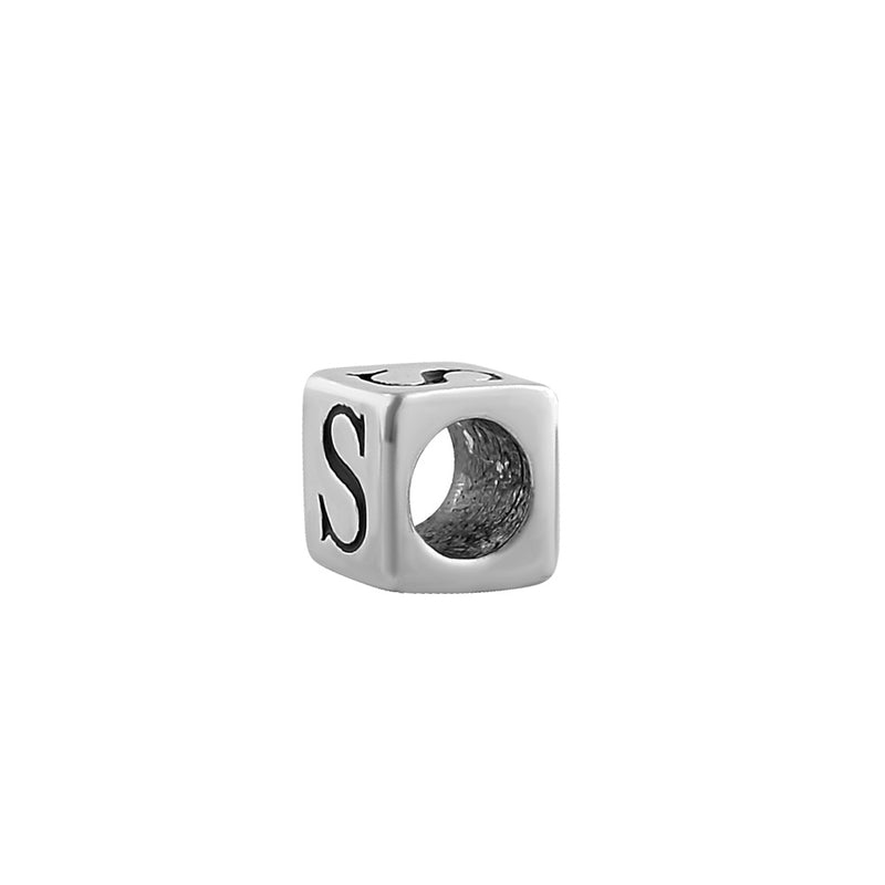 Sterling Silver 4.5mm Letter S Cube Pendant