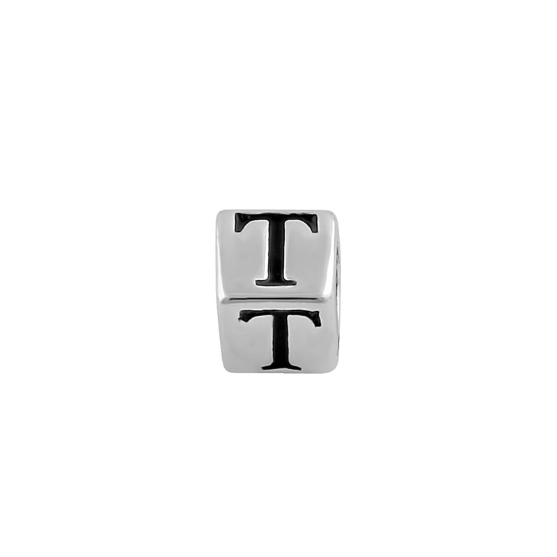 Sterling Silver 4.5mm Letter T Cube Pendant