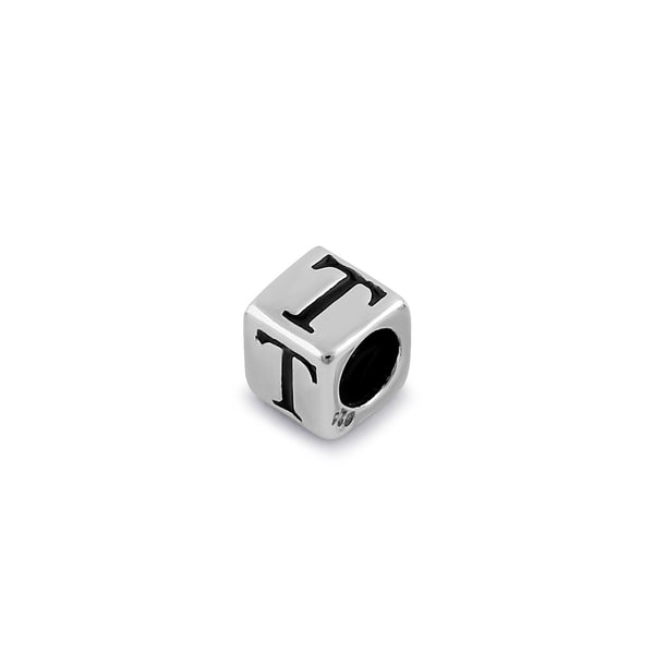 Sterling Silver 4.5mm Letter T Cube Pendant