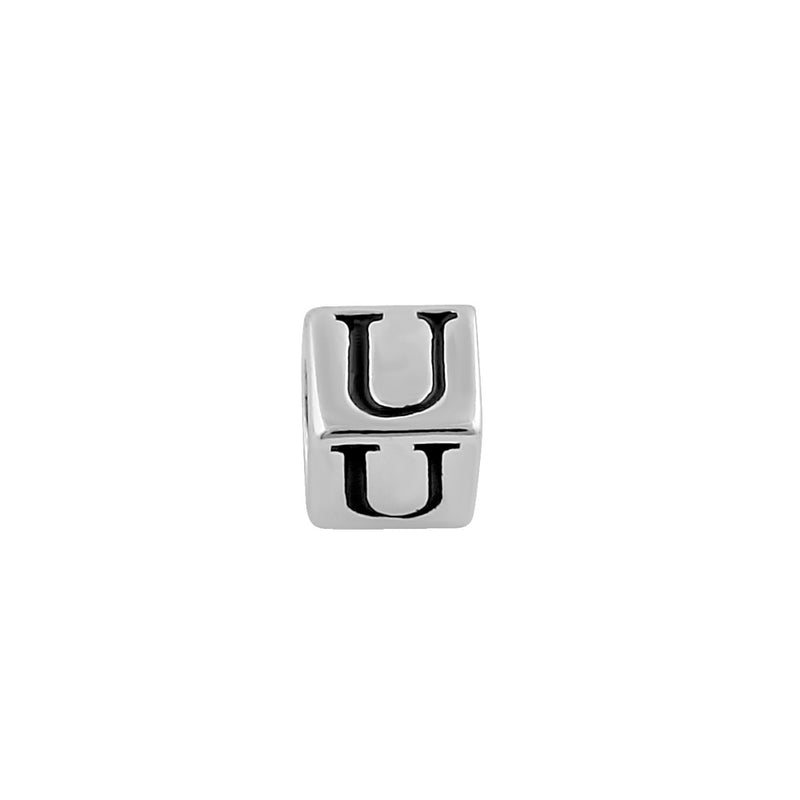 Sterling Silver 4.5mm Letter U Cube Pendant
