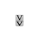 Sterling Silver 4.5mm Letter V Cube Pendant