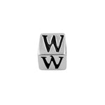 Sterling Silver 4.5mm Letter W Cube Pendant