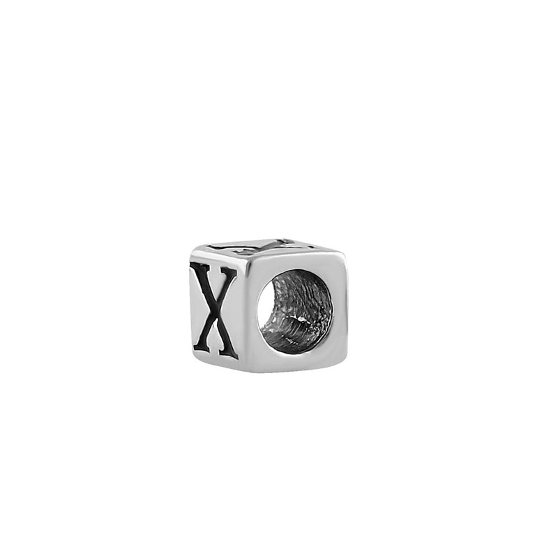 Sterling Silver 4.5mm Letter X Cube Pendant