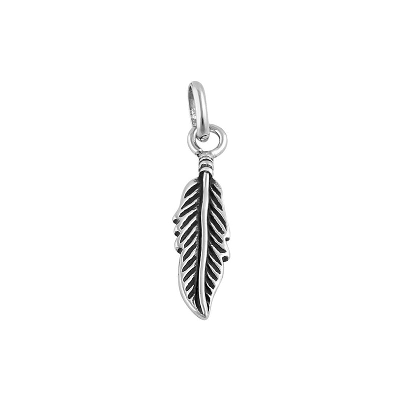 Sterling Silver Oxidized Feather Pendant