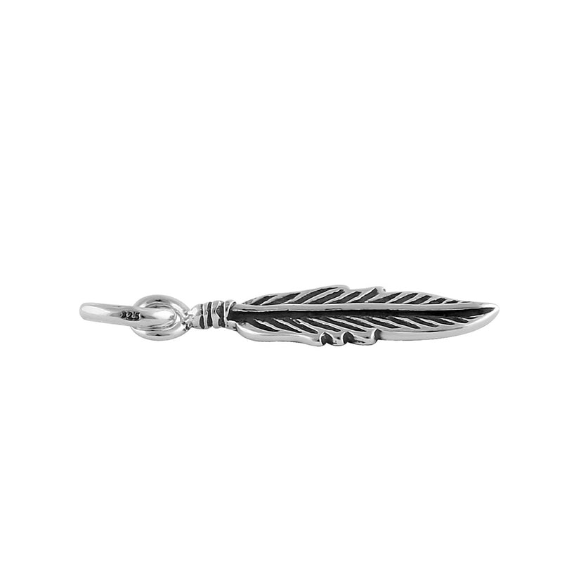 Sterling Silver Oxidized Feather Pendant