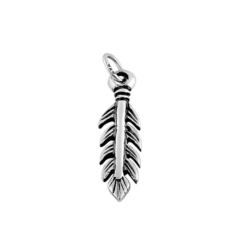 Sterling Silver Oxidized Feather Arrow Pendant