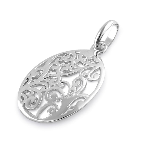 Sterling Silver Oval Vintage Design Pendant