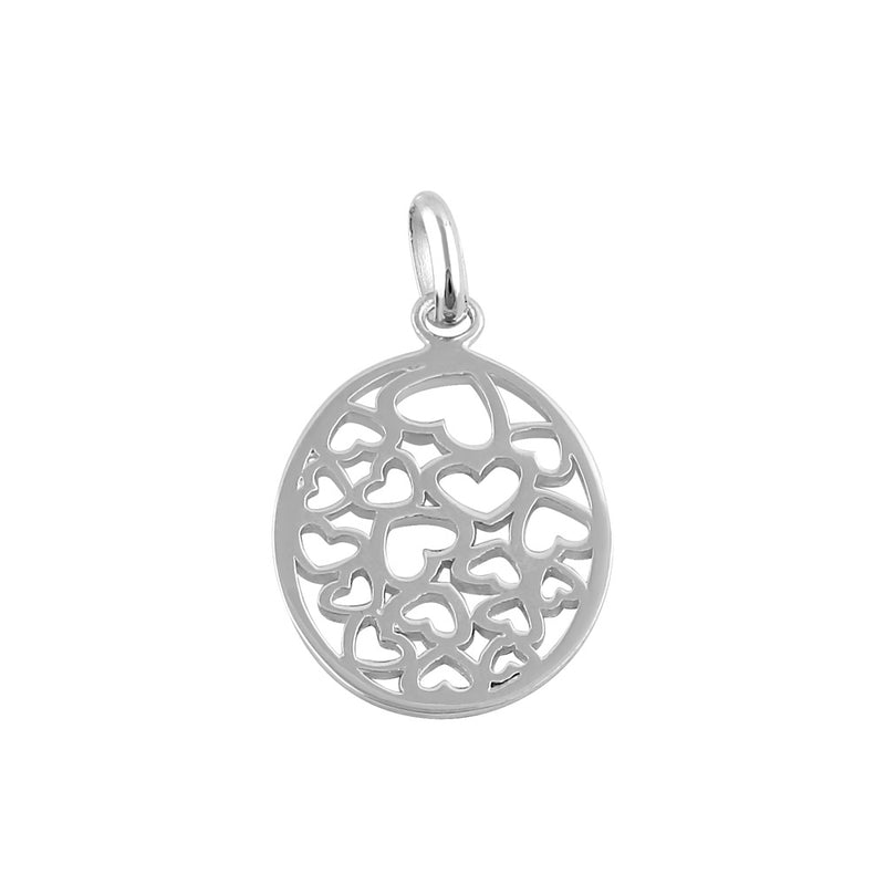 Sterling Silver Oval Hearts Design Pendant