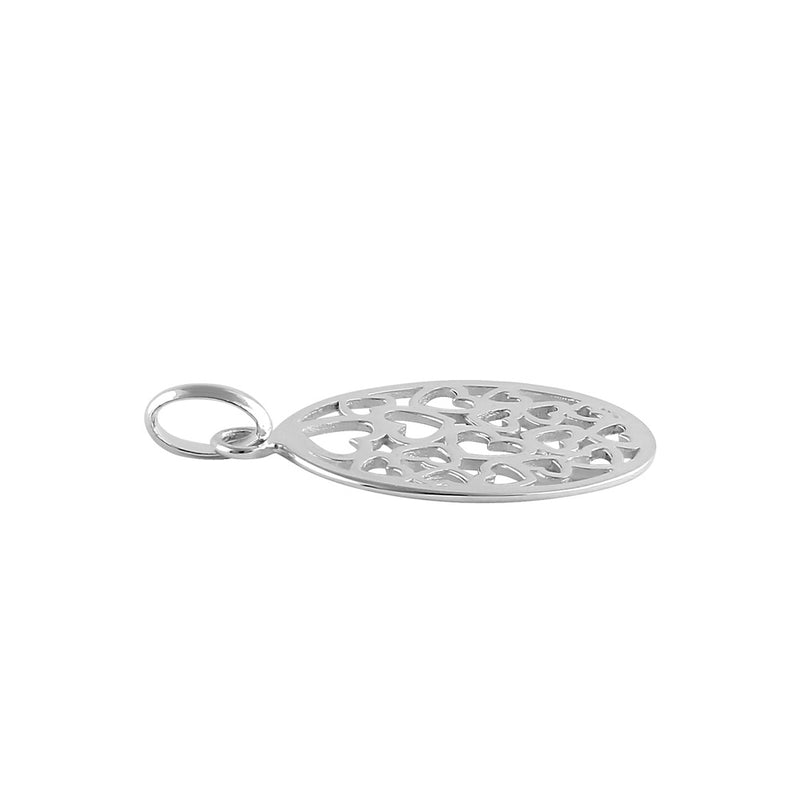 Sterling Silver Oval Hearts Design Pendant