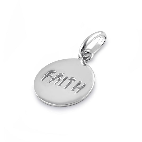 Sterling Silver Round Faith Pendant