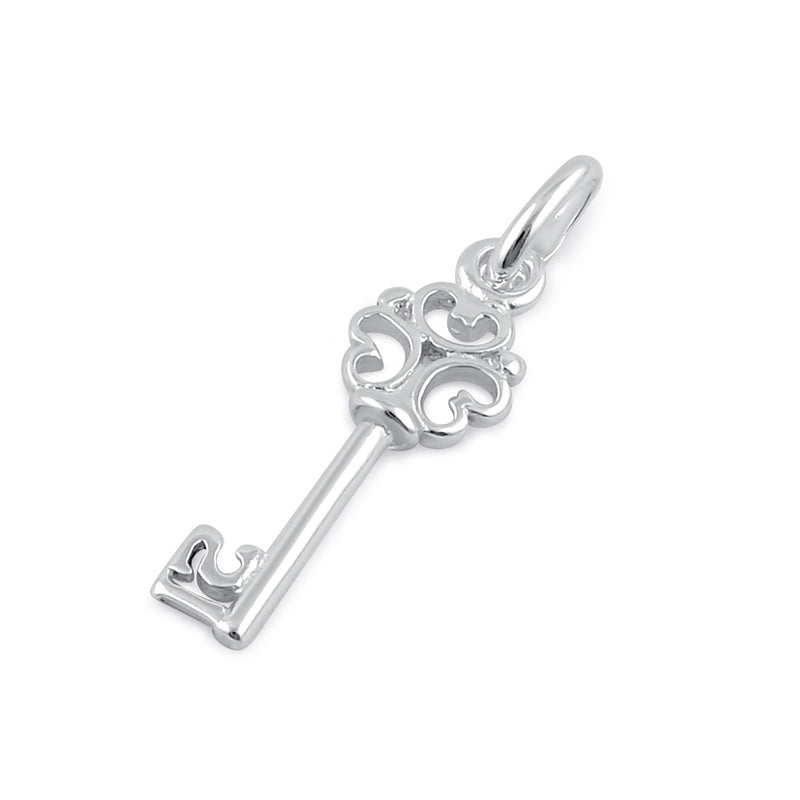 Sterling Silver Hearts Key Pendant