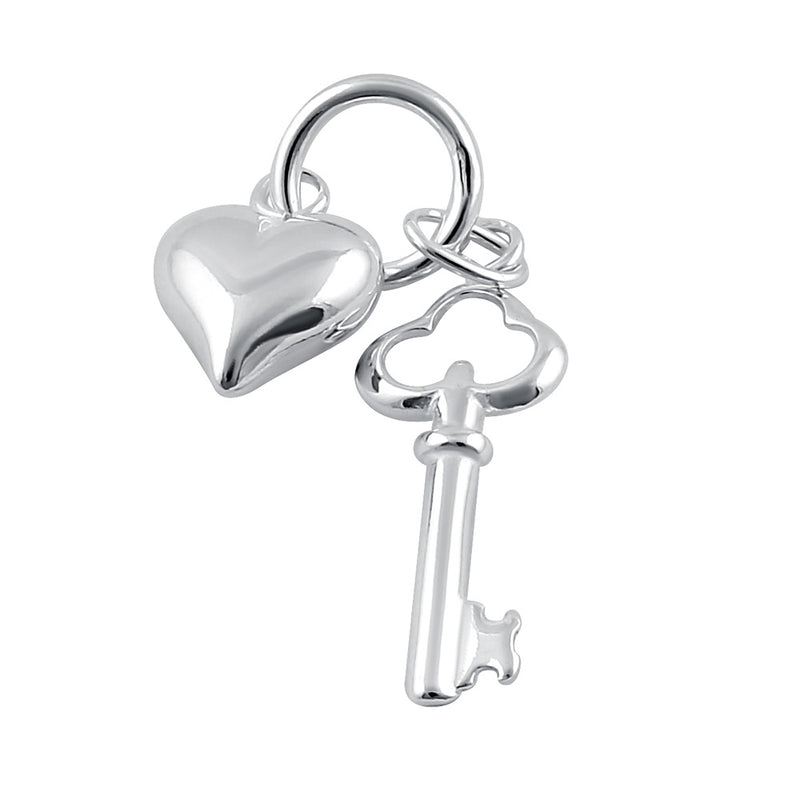 Sterling Silver Bubble Heart and Key Pendant