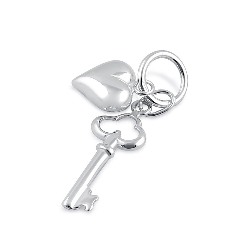 Sterling Silver Bubble Heart and Key Pendant