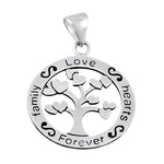 Sterling Silver Family Hearts Love Forever Pendant