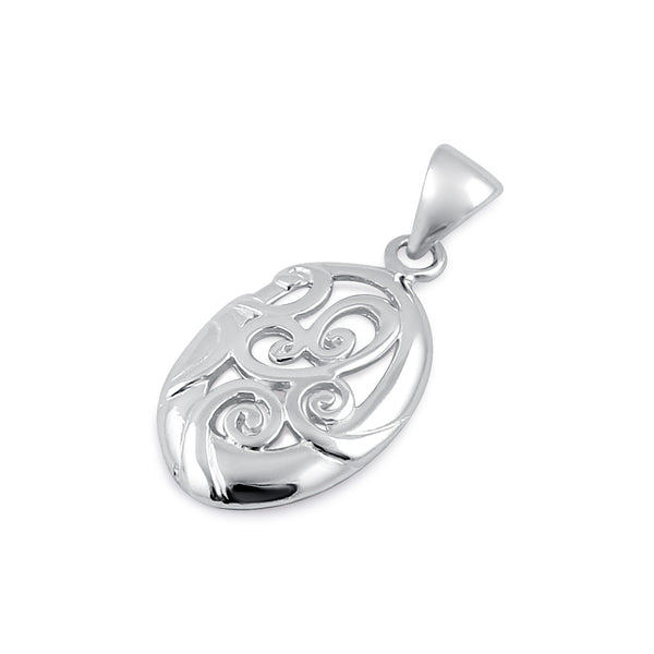 Sterling Silver Oval Fligree Pendant