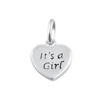 Sterling Silver It's a Girl Heart Pendant