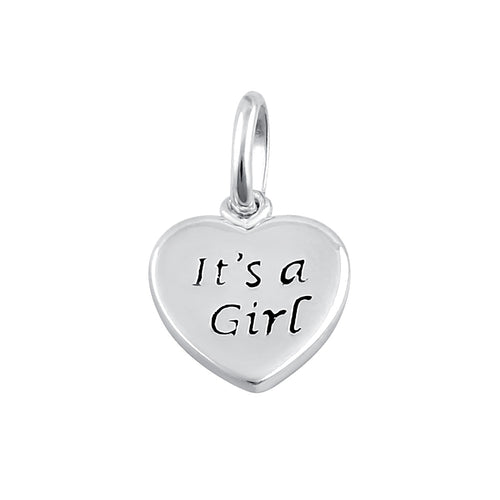 Sterling Silver It's a Girl Heart Pendant