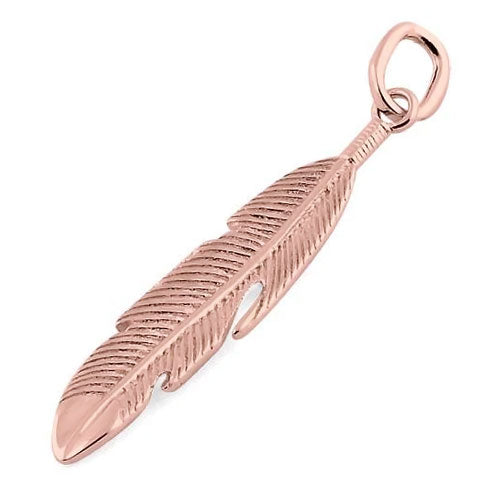 Sterling Silver Rose Gold Plated Feather Pendant