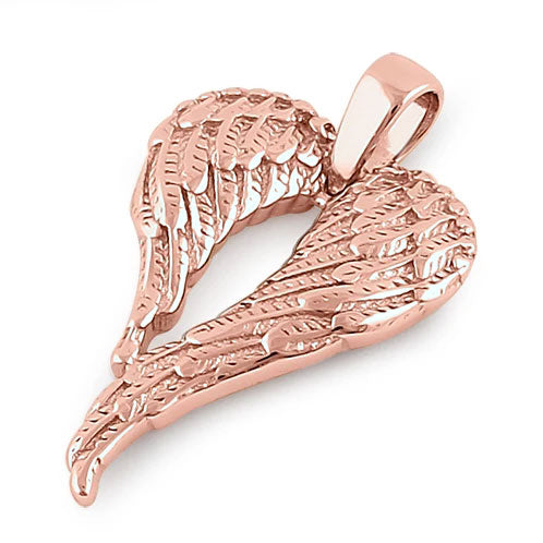 Sterling Silver Rose Gold Plated Fallen Angel Wings Pendant