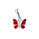 Sterling Silver Red Enamel Butterfly Pendant