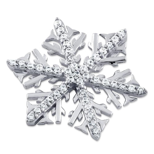 Sterling Silver Winter Snowflake Clear CZ Pendant