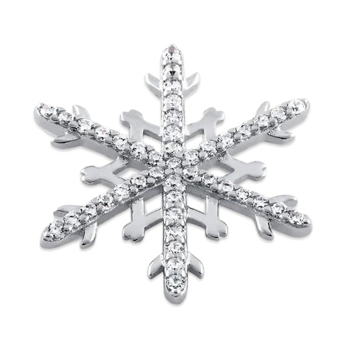 Sterling Silver Unique Snowflake Clear CZ Pendant