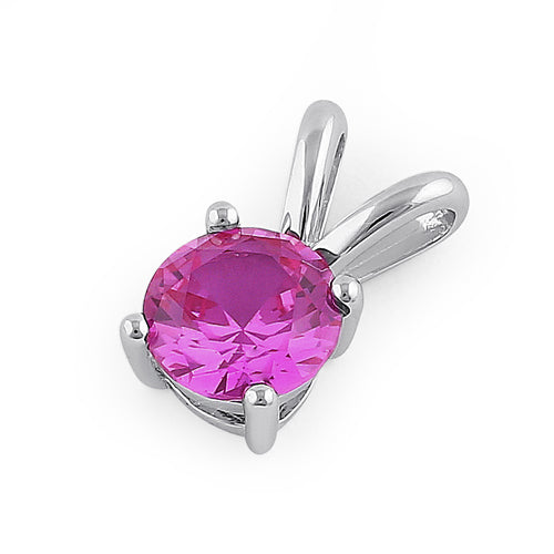 Sterling Silver Round Ruby CZ Pendant