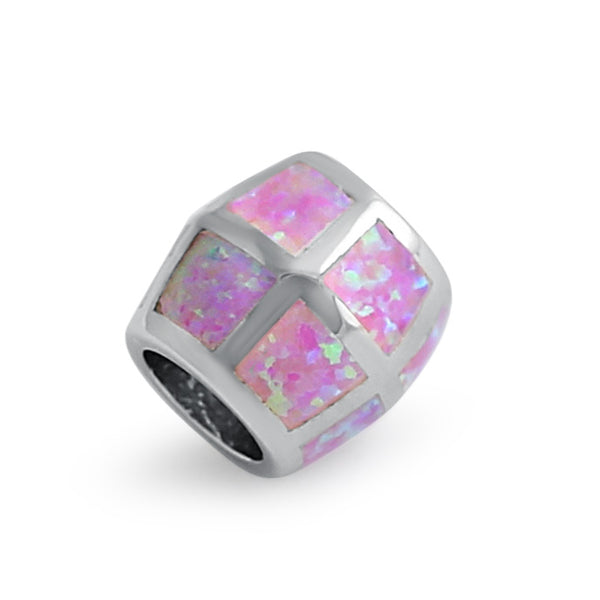 Sterling Silver Pink Lab Opal Slider Bead Pendant