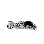 Sterling Silver Black Onyx and Dark Garnet Owl Marcasite Pendant