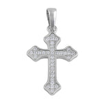 Sterling Silver Rustic Cross Clear CZ Pendant