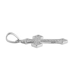 Sterling Silver Rustic Cross Clear CZ Pendant