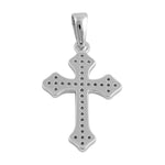 Sterling Silver Rustic Cross Clear CZ Pendant