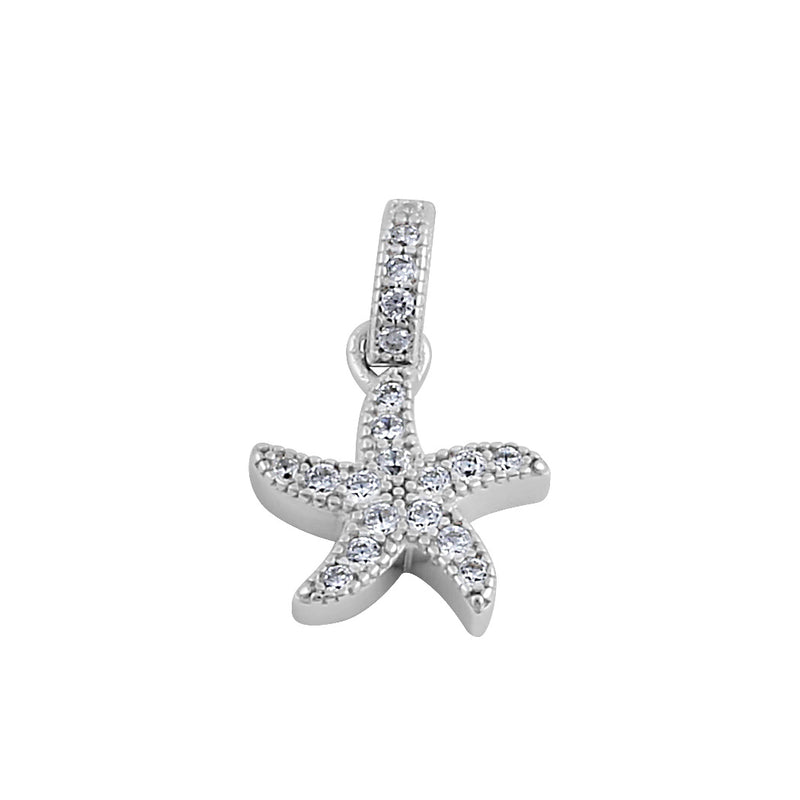 Sterling Silver Starfish Clear CZ Pendant