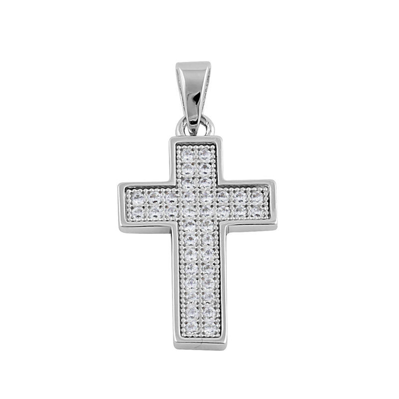 Sterling Silver Cross Clear CZ Pendant