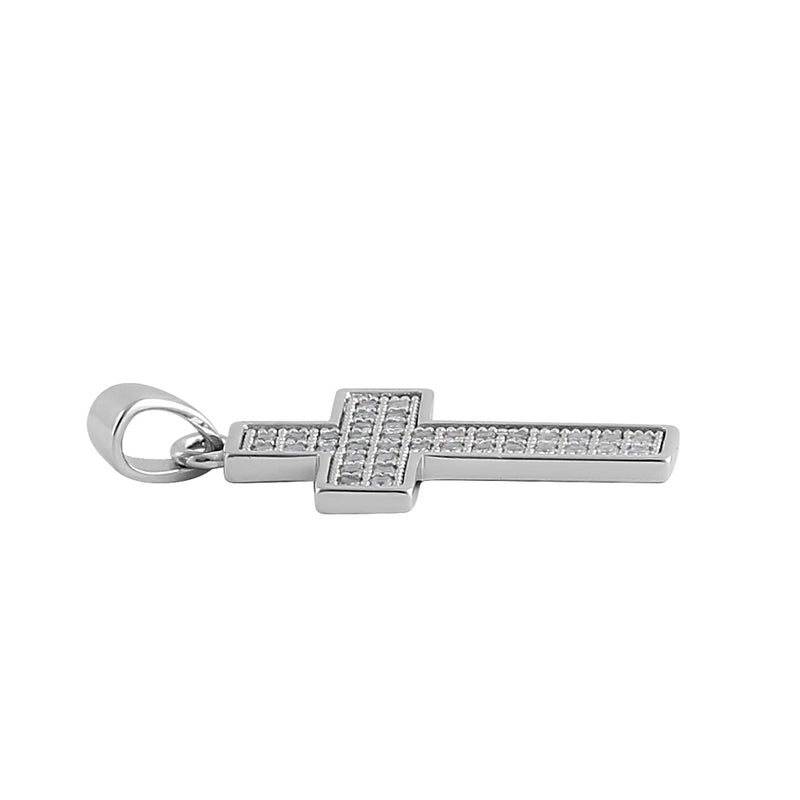 Sterling Silver Cross Clear CZ Pendant