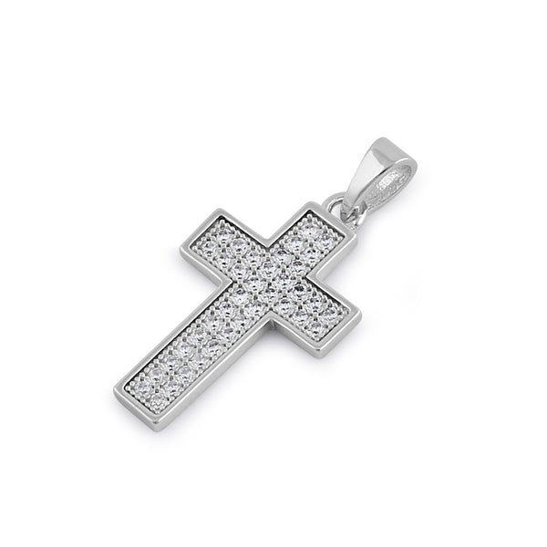 Sterling Silver Cross Clear CZ Pendant